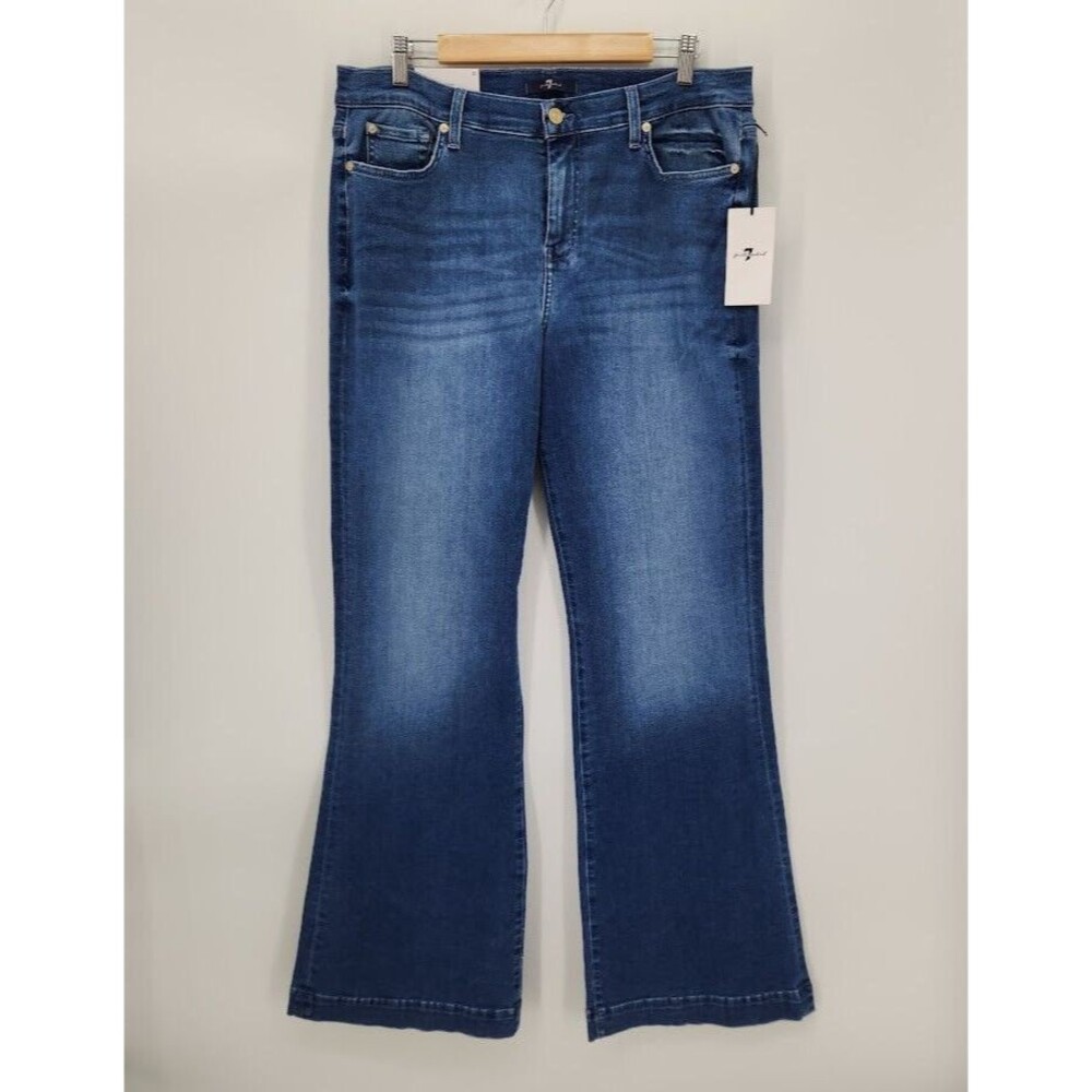 New 7 For All Mankind Womens Dojo Original Trouser Jeans Wide Leg Flare Size 32